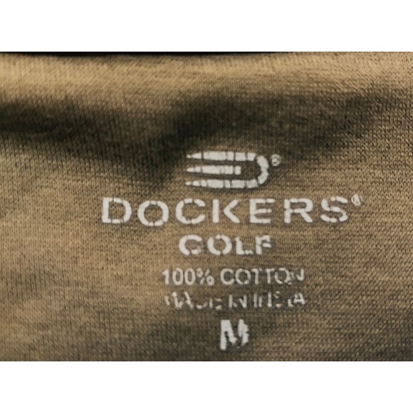 Men's Shirt Docker's Golf Polo Size M BeigeTan w/stripe Cotton Short Sleeve - Picture 3 of 9